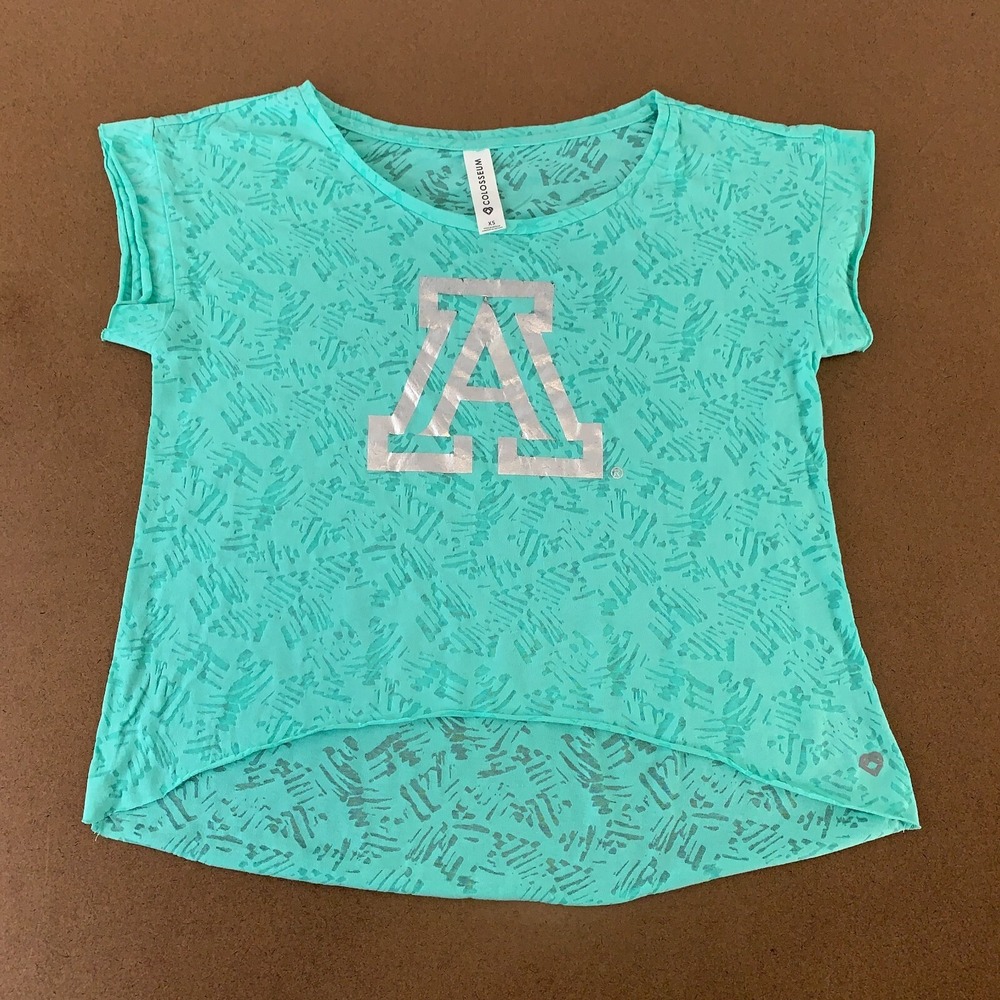 Arizona Wildcats Colosseum Women's Size XS Green Short Sleeve High Low Hem Tee